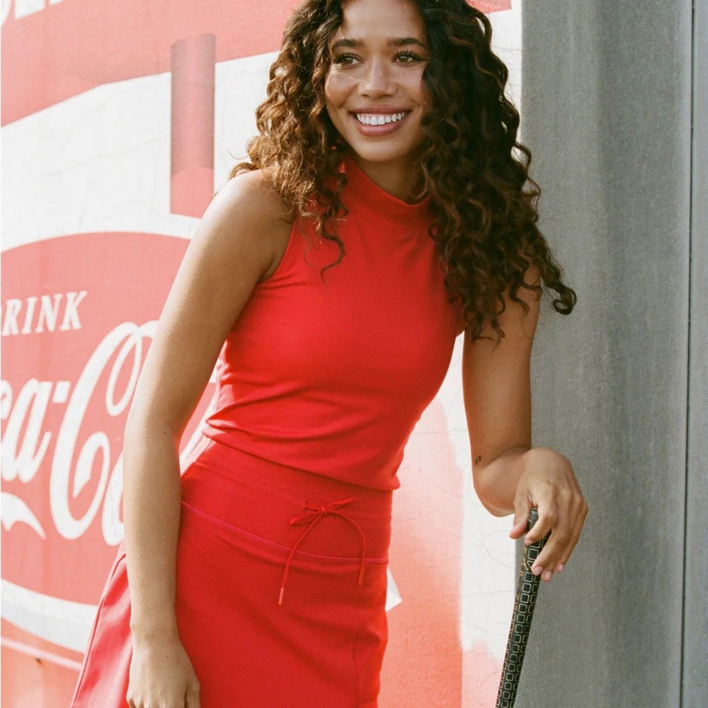 Red Sleeveless Skirt Set